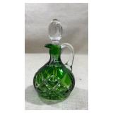 vintage Moser green intaglio cut glass cruet