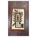 Vtg hand woven wool fertility rug