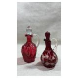vintage Fenton Cranberry Glass cruet, antique