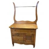1900'sOak Washstand With Drawers And Cabinet Doors