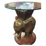 Elephant Figural Glass Top Side Table