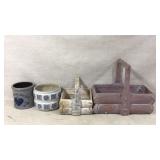 Pottery and Wooden Handled Baskets