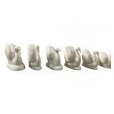 (6) Antique Hand Carved Ivory Swans