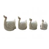 (4) Hand Carved Bone Swans