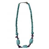Vintage turquoise and amethyst beaded necklace