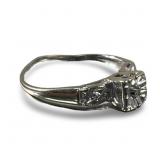 Antique 14k white gold and diamond ring