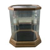 vintage oak hexagonal glass display