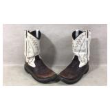 Brown and White Leather Western Cowboy Boots