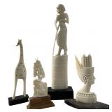 (4) African Hand Carved Bone Sculptures