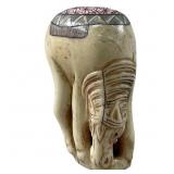 Antique Marked Carved Bone Netsuke Of Horse