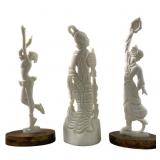 (3)Hand Carved Bone Albanian Dancer Sculptures