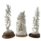 (3) African Hand Carved Bone Wildlife Sculptures
