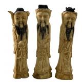 Chinese hand carved bone sculpture of 3 star gods
