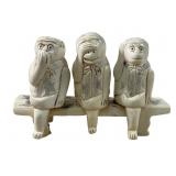 Chinese hand carved bone "Three Wise Monkeys"