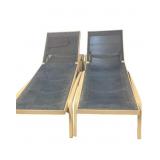 2 Outdoor /Pool Chaise Lounge w Blue Sling