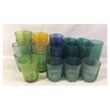 24 Assorted Colored Glass Tumblers