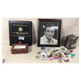 Stamp book, vintage tea pot and more