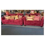 Beautiful Red Loveseat and Sofa Set