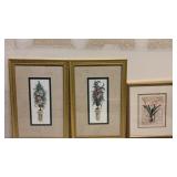Vintage Set of Framed Floral Prints by Artist