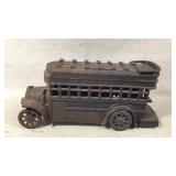 Cast Iron Double-Decker Bus Coin Bank