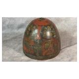 Antique Chinese Bronze Blessing Bell, Red Lacquer
