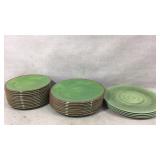 Green Ceramic Dinnerware Set with Multisized Plate