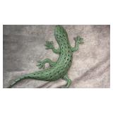 Large Green Metal Gecko Outside Decor Wall