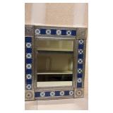 Handcrafted Artisanal Talavera Blue Tile Mirror