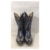 Black Leather Cowboy Boots with Detailed Stitching