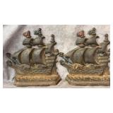 Pair of Vintage Cast Iron Pirate Ship Shaped