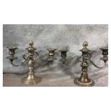 (2) Vintage Silver-Plated Copper Three-Armed