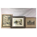 Three Framed Artworks with Various Themes