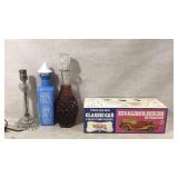 Vintage Crystal Table Lamp, Liquor Decanters, Car
