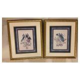 antique-style botanical floral prints in gilded