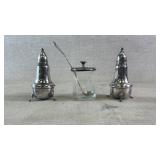 (2) sterling salt&pepper shakers & sugar jar