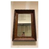 Rectangular Wood-Framed Wall Mirror w/ Ornate Trim