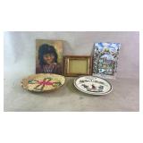 Lot: Art, Basketry, and Ceramic Plate Assortment