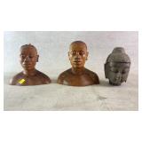 Trio of Handcrafted Busts by Harmon Heckart