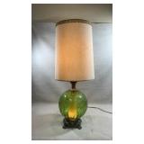 vintage green crackle glass table lamp, likely