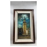 vintage framed oil painting depicting the