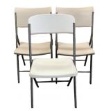 3 LIFETIME Folding Plastic Chairs