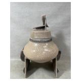 Ceramic Vessel with Lid and Textured Base Stand