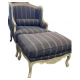Traditional French Accent Chair and Ottoman