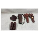 collection features several brown leather