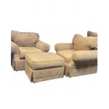 2 BERNHARDT Armchairs and Footstool