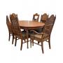 Solid Wood Oval Dining Table Set with Six Chairs
