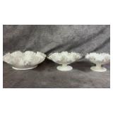 Vintage Fenton White Milk Glass Ruffled Compote