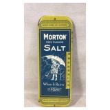 Vintage Morton salt tin advertising thermometer