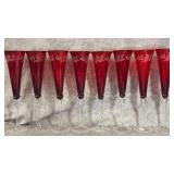 Set of 8 Lenox Holiday Gems Ruby Champagne Flutes