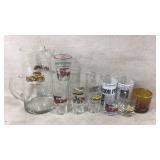 Vintage Glassware Featuring Cars and News Prints